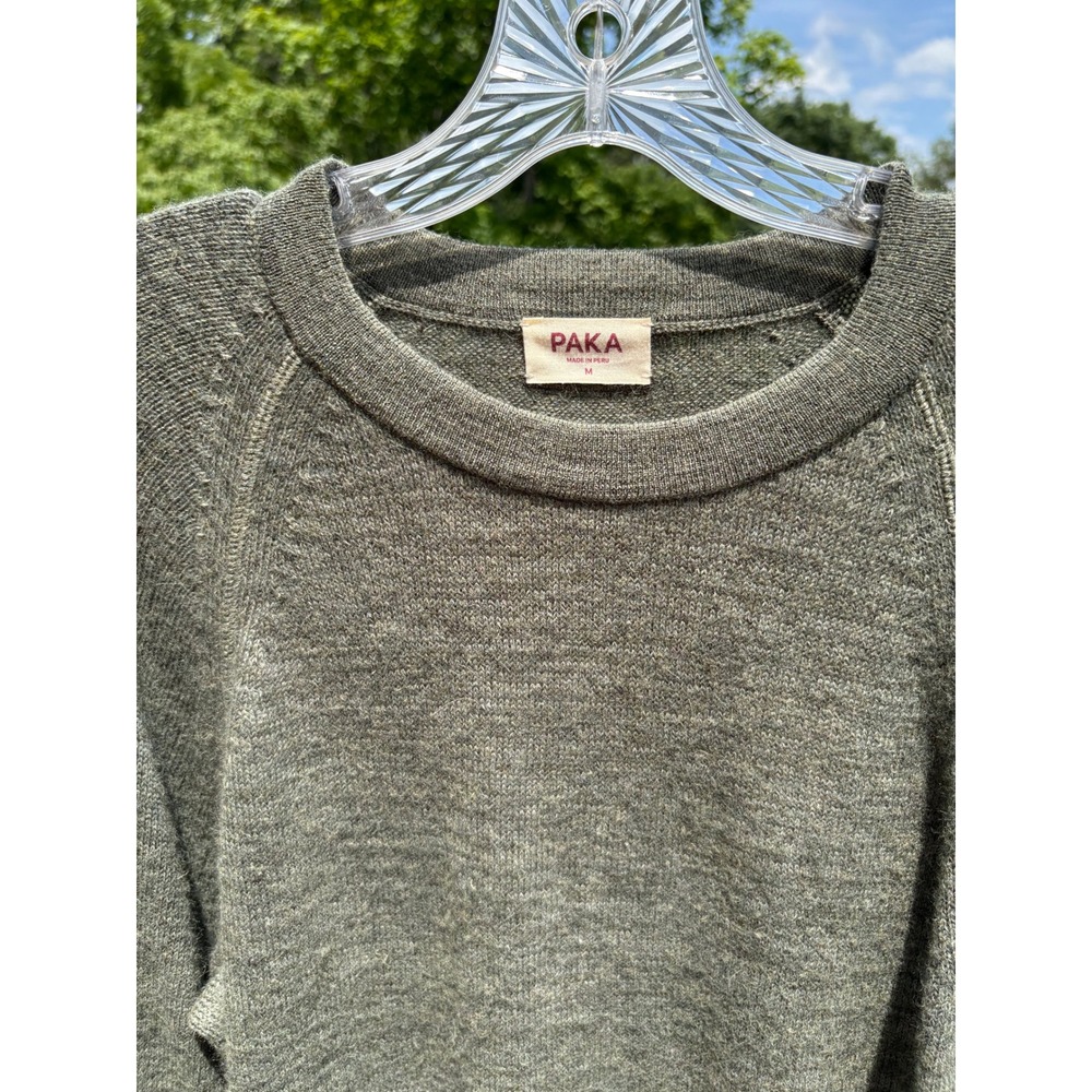 Paka Mens Crewneck Sweater Medium Green Royal Alpaca Knit Sustainable Peru - Picture 2 of 11